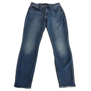 Lucky Brand Jeans Womens 2/26 Blue Raw Hem Ankle Skinny Denim Casual Frayed Chic